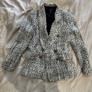 Aqua Black and White Tweed Blazer